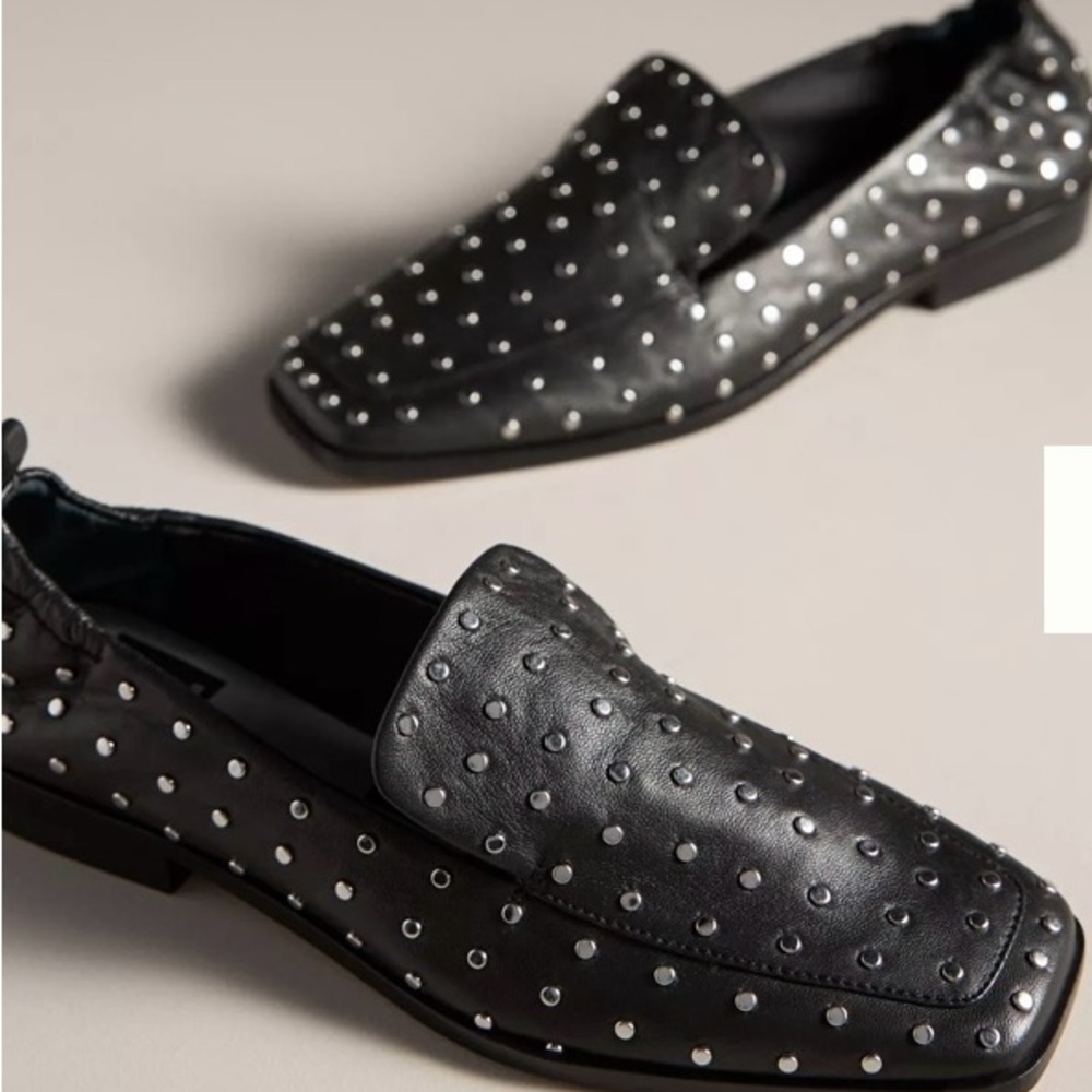 Dolce Vita Beny Stud Black Studded Loafer Shoes 6.5 Anthropologie Evereve